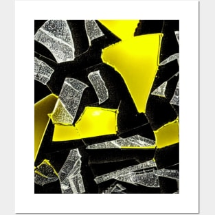 With pattern yellow & black, broken glass pattern, abstract Posters and Art